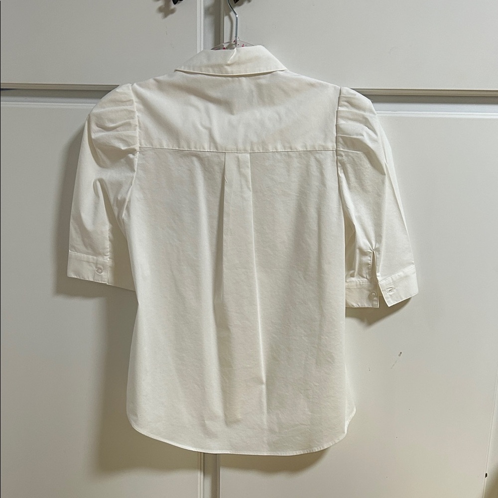 T Tahari Cream Blouse with Puff Sleeves - Picture 6 of 7